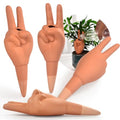4 Pack 9" Tall Peace Hands for Plant Auotmatic Watering Devices - Terracotta Plants Self Watering Spikes Stakes - Home Garden Decorative Waterer(Peace V Sign Hand)