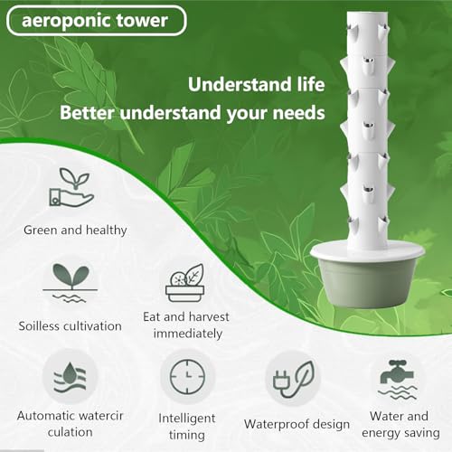 Hydroponic Tower Garden System Kit - 5-Layer Waterproof Hydroponics Growing Setup for Indoor & Outdoor Soilless Planting, Black - Ideal for Home Gardening - view 4