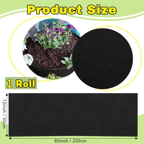 1 Roll 12x120 Inch Felt Liner Roll Fabric Planter Natural Coconut Non Woven Black Liner Sheets Plant Potting for Garden Planters Flower Basket Animal Pets - view 2