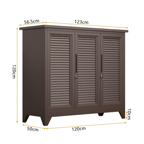 Lockable Garden Storage Cabinet, Gray, White, Brown - view 7