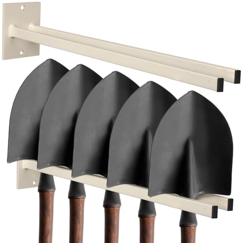 2 Pcs Shovel Holder Wall Mount Tool Rack Heavy Duty Steel, Beige