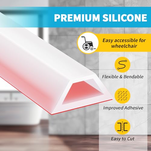 Collapsible Shower Water Dam Self-Adhesive Silicone Water Stopper Barrier Keeps Water Inside Threshold Dry and Wet Separation Retention System Suitable for Bathroom (39 Inch, Transparent) - view 4