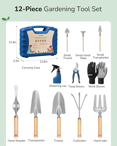 12-Piece Gardening Tools Set with Hard Storage Case, Blue - view 2