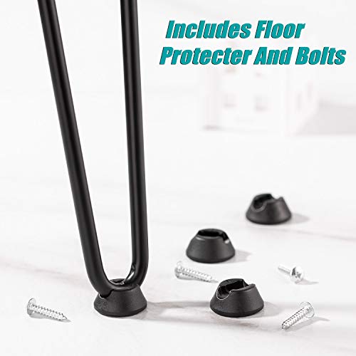 Hairpin Legs 12 inch Set of 4, DIY Furniture Metal Table Legs Perfect for Coffee and Dining Table, Designer Desk, Nightstand, 3/8" Diameter Satin Black Two-Rod Mid Century Modern Style (12", Black) - view 5