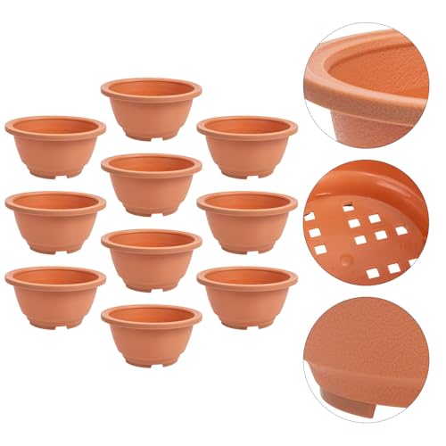 10pcs Succulent Plant Pot, Brown ABS Nursery Flowerpot - view 7
