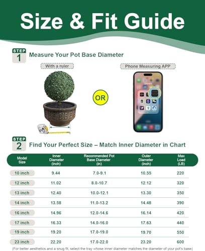 Plant Caddy With Wheels 16" Metal Plant Saucers for Indoors 420 Lb Capacity - view 5