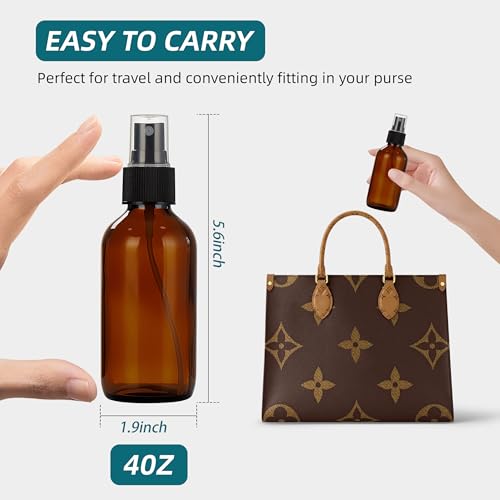 Dark Amber Glass Spray Bottles 4 oz, Small, Fine Mist, 4 Pack - view 4