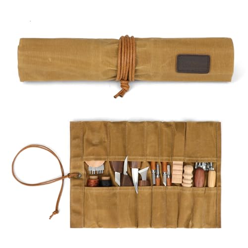 Canvas Tools Roll Compact Bag Knife Pliers Organizer Carrier Case -15 Slots