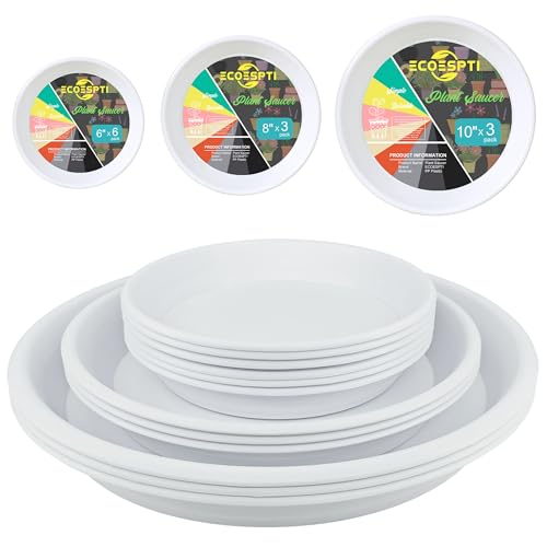 12Pcs Colourful Plant Saucer, 6 8 10 Inch Durable Plastic Plant Tray, Round Plant Pot Saucers, Drip Tray for Indoor and Outdoor Garden, White