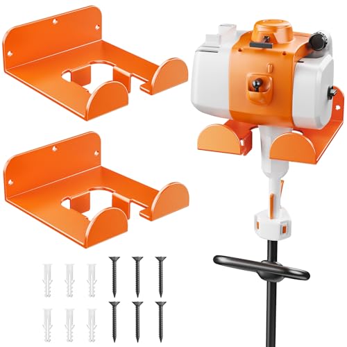 Weedeater Hanger, 2 Pack Garage Organize Grass String Trimmer Rack, Heavy Duty Metal Weed Eater Holder Wall Mount Save Space, Garden Tool Storage Rack Loads 25lbs, Weed Wacker Hooks for Garage