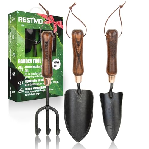 Gardening Tools Set, 3-in-1, Carbon Steel, Wooden Handle, Brown