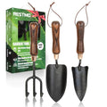 Gardening Tools Set, 3-in-1, Carbon Steel, Wooden Handle, Brown