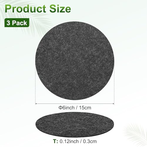 3-Pack Plant Coasters Mat Reversible, 6 Inch Felt Round Absorbent Fabric Plant Pot Saucers for Gardening/Indoor/Outdoor Pots, Waterproof Coaster Mats [Gray] - view 3