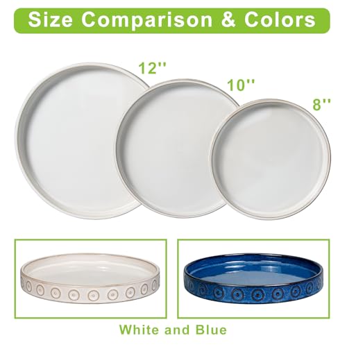 Plant Saucer for Indoors - Ceramic Plant Saucer for Outdoors 11.4 Inch Plant Water Catcher Tray Plant Pot Saucer Plant Drip Tray Drainage Large Plant Plates to Catch Water, Cream White - view 7