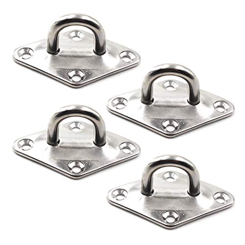 Ceiling Wall Mount Hook Heavy Duty Anchor Diamond Pad Eye Plate 5mm 3/16" 304 Stainless Steel Great for Yoga Swings Hammocks/Boat Rigging/Marine Deck Hardware/Suspension Training Straps
