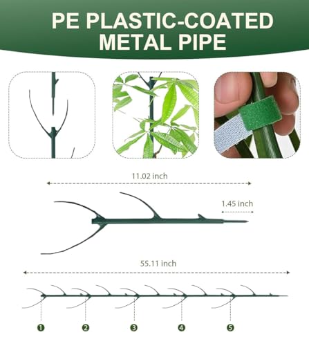 12 Pack Stackable Monstera Plant Support, Upgrade Pothos Plant Climber Support Indoor Plant Stakes with 12 Clips and Cable Ties Plant Poles for Vine Training Stem Stabilization - view 2