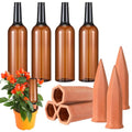 8 Pcs 4 Set Plant Watering Devices, Terracotta Watering Spikes with 25 oz Plastic Wine Bottles, Slow Release Vacation Insert Automatic Plant Waterer Device for Indoor Outdoor