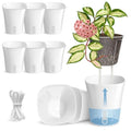 8 Pack 4" Self Watering Pots for Indoor Plants, Clear Inner Cup, Small White Plastic Planters, Water Level Indicator, Drainage Holes, Extra 3ft Wick, Cuttings,Seedlings,Herb,African Violets