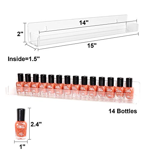 15" Acrylic 6 Shelves Nail Polish Wall Mounted Holder Paint Organizer Storage Rack Clear Hanging Nail Polish Shelf Floating Wall Mount Nursery Bookshelves Vinyl Display Record Holder. - view 2