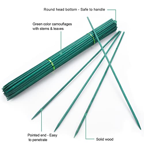 30Pcs 16 Inch Garden Stakes Bamboo Sticks Decorative Garden Wood Stakes for Plants, Wooden Plant Support Sticks, Small Stakes for Garden with Garden Ties and Nylon Plant Tie Strap - view 2