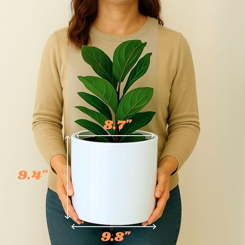 Large Planter for Indoor or Outdoor, White Glossy, 10 Inch - view 6