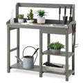Outdoor Potting Bench Table with Sink for Outside Garden, Gray