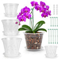 7/6/5/4 Inch Orchid Pots, 8 pack Clear Orchid Pot with Hole and Saucer