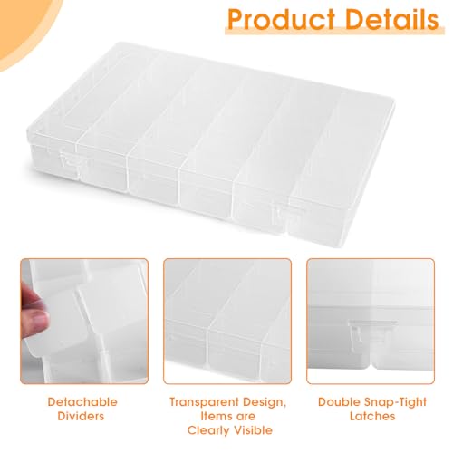 Piping Tip Organizer Box, 36 Grids Storage Container with Adjustable Dividers, Made with Clear Plastics, Compartment Container for Cake Decorating Tools, Baking Tools, Jewelry, Beads and Small Crafts - view 2