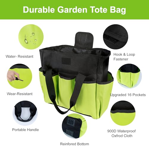 Portable Gardening Tool Tote Bag Organizer with 16 Pockets & Handle - view 4