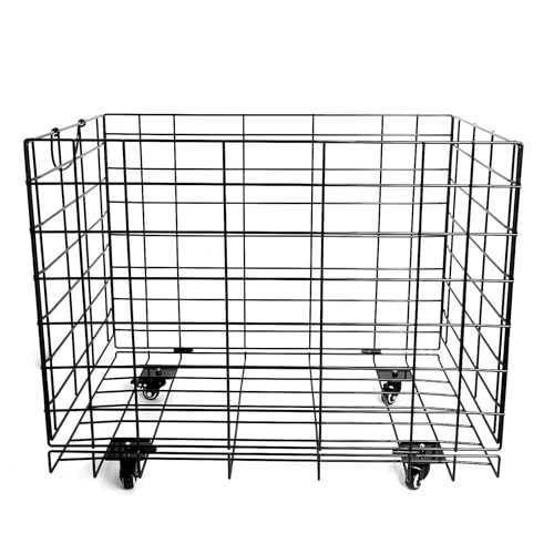 Heavy-Duty Folding Ball Cart with Wheels - Large Capacity Sports Equipment Organizer, Holds 20+ Soccer/14 Basketballs, Steel Mesh Storage Bin for Gym, School, Garage, Poolside - view 3