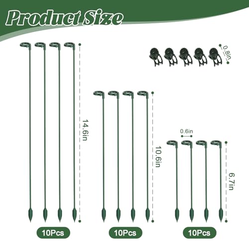 30 Sets Small Plant Stakes for Indoor Plants, 3 Size 6.7/10.6/14.6 Inches - view 2