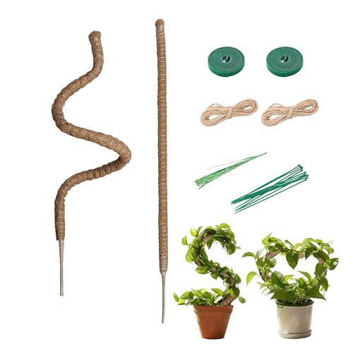 2 Pack 39 Inch Bendable Moss Pole for Plants Monstera - Coco Coir Plant Support Stakes for Climbing Indoor Pothos, Potted Climbers & Philodendron - Flexible Stick Kit with Full Garden Ties