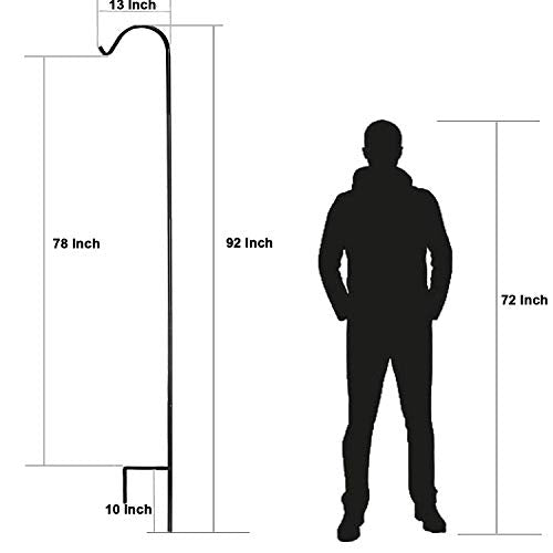 Ashman Black Shepherd Hook 92 Inch, 1/2-Inch Thick, Solid Metal Single Piece Hook, Super Strong, Rust Resistant, Hanging Plant Baskets, Wind Chimes, Lanterns, Heavy Bird Feeders & More (Pack of 1) - view 4