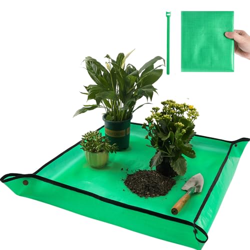 Repotting Mat for Indoor Plant Transplanting Control Mess, 26.8"X26.8" Waterproof Succulent Potting Mat Square Planting Tray Soil Change Mat Gardening Gifts for Plant Lovers