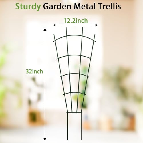4-Pack Metal Trellis for Potted Plants, 32" Heavy Duty Garden Trellis for Climbing Plants, Rustproof Powder Coated Indoor/Outdoor Trellis for Climbing Vines, Flowers, Houseplants - view 2
