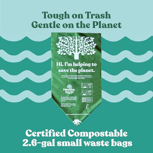 2.6 Gallon Compostable Trash Bags – 100 Count Small Trash & Kitchen Compost Bags for Countertop Bins, Extra Thick Plant-Based Food Scrap Liners, BPI & TÜV Certified ASTM D6400 - view 6