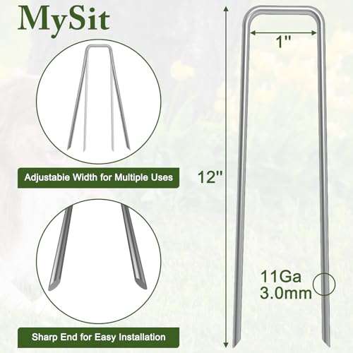 12" Garden Stakes Pins Landscape Staples 11Ga Tent Stakes 50 Pack - view 2