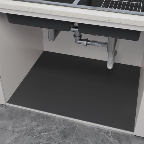 Under Sink Mats-31" x 20" (Cut-to-Fit) Absorbent Shelf Liner for Kitchen&Bathroom Cabinets | Non-Slip, Quick-Dry Cabinet Liner for Under Sink, Vanity & Utility Storage (Grey,31''x20'')