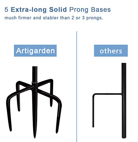 92 Inch Outdoor Shepherd Hooks with 5 Pronger Base (2 Packs), Adjustable Heavy Duty Garden Hanging Stand Holder for Bird Feeders Lanterns Planter Hanger, Matte Black - view 3
