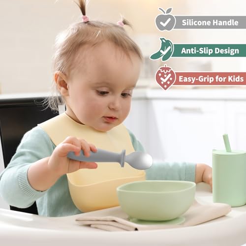 8 Pcs Toddler Spoons Set Baby Spoons with Silicone Handle - view 4