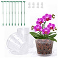 Orchid Pot -6 Pack 7 Inch Orchid Pots with Holes and Saucers, Clear Plastic Plant Pots with 8 Support Stakes and Clips, Orchid Repotting Kit for Indoor Plants (7 Inch)