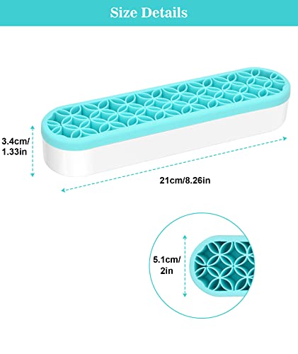 Silicone Makeup Brush Holder, Desktop Cosmetic Storage Box Organizer for Brush, Eyeliners, Cosmetic Tools, Pen, Pencil, Art Supplies, Painting Brush, and more - Blue - view 5