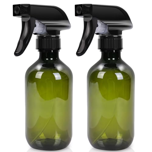 Cleaning Spray Bottles for Plants Misters for Inside, 2 Pack 10 oz Squirt, Water Spray Bottle Mist Sprayer, No Leak Hair Mister Empty with Adjustable Nozzle (Green)
