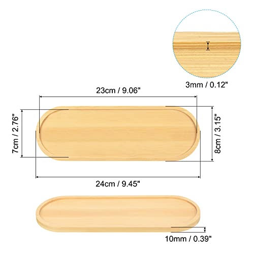 Plant Pot Saucer 9x3 Inch, 4 Pack Bamboo Oval Flower Drip Tray for Home Indoor - view 2
