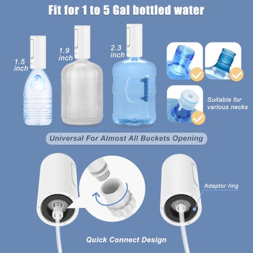Water Dispenser Pump Bottles: Water Bottles 1-5 Gallons, Electric Water Dispenser USB Charging, White - view 4