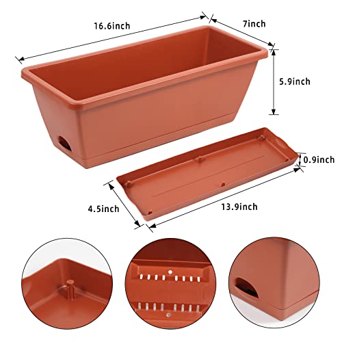 8pcs Window Box Planter,Rectangle Plastic Vegetable Flower Planters Boxes - view 2