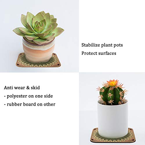 Colorful Boho Planter Pot Mat Set of 6 - Absorbent, Non-Slip Plant Pad for Table, Desk, Floor - 8.5 Inch Flower Mat - view 4