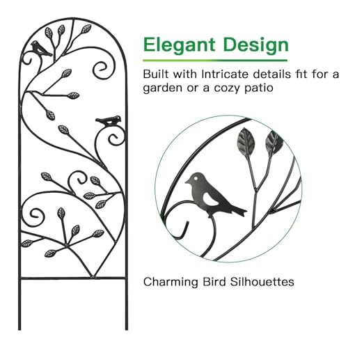 2 Pack Garden Trellis for Climbing Plants 47" x 16" Black Iron Potted Support Vines Metal Wire Plant Trellis for Climbing Vegetables Flower Patio Roses Cucumbers Supports - view 6