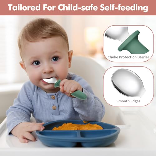 8 Pcs Toddler Spoons Set Baby Spoons with Silicone Handle - view 3