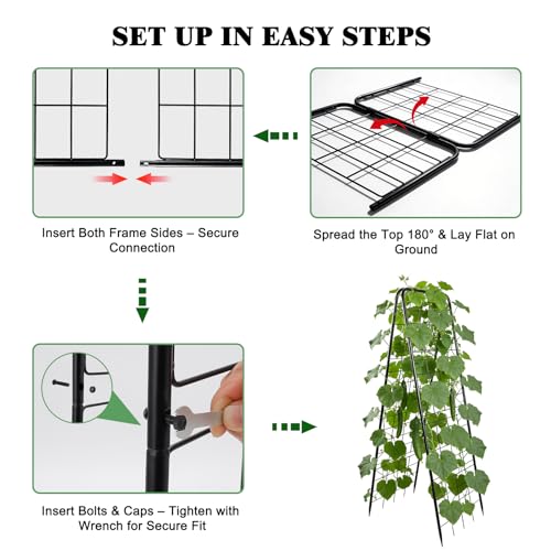 2 Pack Cucumber Trellis for Garden, A-Frame Vertical Arch Trellis - view 6